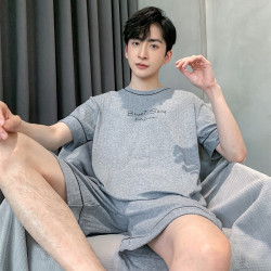 FUXINKANG 富信康 睡衣男夏季棉质短袖短裤韩版宽松学生春天男士圆领家居服两件套装 HDE-9912 L