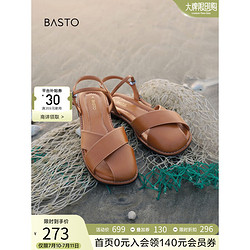 BASTO 百思图 女士包头罗马凉鞋 MB323BL3