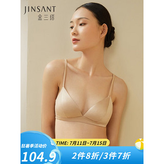 JINSANTA 金三塔 内衣女真丝缎面里外桑蚕丝V型无钢圈文胸NZFDA302 香槟色2703 XL