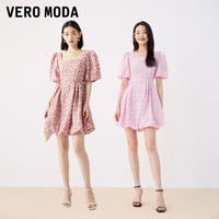 Vero Moda连衣裙早秋新款优雅气质公主袖方领可爱中袖裙女