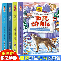 西顿动物记野生动物故事集全集全套4册狼王灰熊小浣熊狐狸加拿大西顿小说儿童6-9-12岁小学生三四五六年级的课外阅读书籍科普百科 西顿动物记4本