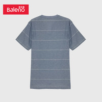 Baleno 班尼路 横间麻棉短袖衬衫圆领2023夏季新款男装潮流时尚衬衫男