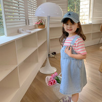 C134童装女童牛仔裙2023春装新款背带裙儿童洋气裙子宝宝长裙小