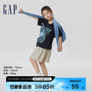 Gap 盖璞 女童夏季2023新款纯棉印花运动短袖T恤665818儿童装洋气上衣