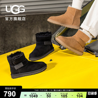 UGG 秋冬女士平底舒适休闲LOGO压花束带时尚短靴雪地靴 1137073