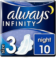 Always Infinity 夜间卫生巾 10 片 革命性技术 始终舒适和保护 尺寸 3