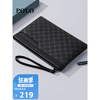 POLO 手包男士手拿包多卡位钱包耐磨信封包零钱现金证件包生日礼物黑色