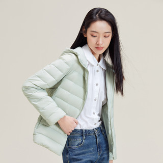雪中飞 SNOWFLYING2022短款羽绒服女连帽时尚轻薄宽松大码运动休闲轻便外套潮 165/92B 柚黄色|3101