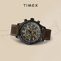 TIMEX 天美时 远征系列夜光户外运动潮流复古真皮表带男表T49905