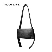 INJOYLIFE 机车方块包2023新款高级感盒子包鳄鱼纹宽带单肩斜挎包