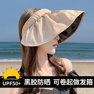COFIDIS 科菲迪斯 UPF50+黑胶空顶帽贝壳帽发箍防晒遮阳帽太阳帽子女士夏季运动帽 黑胶款 均码