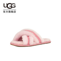 夏季女士休闲潮流交叉纯色茸茸居家平底拖鞋 1123572