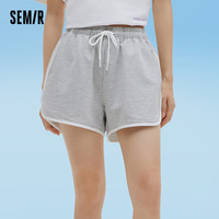 Semir 森马 睡裤女士短裤夏季裤子休闲运动风白色居家裤薄款宽松家居裤女