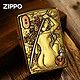 ZIPPO 之宝 打火机纯铜盔甲镶嵌清酒艺伎 zp芝宝煤油防风火机男士生日礼物 单机