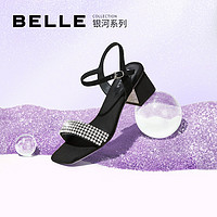 抖音超值购：BeLLE 百丽 女鞋一字带后空凉鞋商场同款仙女风时装高跟鞋X9N1DBL2