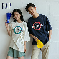 抖音超值购：Gap 盖璞 男女装夏季LOGO纯棉落肩短袖廓形亲肤T恤858370时尚上衣情侣装