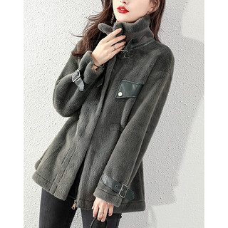 2022冬季新品冬装时经典宽松韩版保暖外套女 XL 灰绿(收藏品牌，及时获取活动信息)