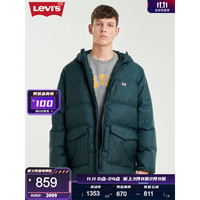 Levi's李维斯男士冬季中长款连帽保暖羽绒服纯色百搭A0949-0003 000 L