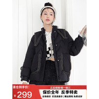 鸭鸭羽绒服鸭鸭(YAYA)新国标羽绒服女款2022年短款拉链海军领时尚休闲鸭绒保暖外套DT 黑色 S
