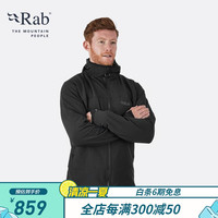 睿坡 Rab男士连帽登山软壳衫户外休闲防风防泼水轻薄透气修身外套 QFE-85 炭黑色 M(建议120-135斤/170cm)