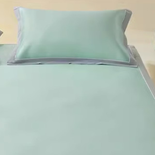 LOVO 乐蜗家纺 绵绵冰沙系列 果果奶冻 水洗冰丝席两件套 瓜瓜绿 90*200cm 床单款