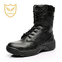 君洛克 D80204防水防刺作战靴牛皮战术靴黑色特战陆战靴子