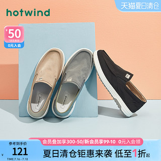hotwind 热风 21年新款男士时尚休闲鞋圆头舒适布鞋单鞋H45M1501