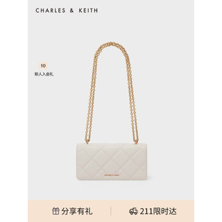 CHARLES & KEITH 油画菱格包包女包CK6-10680924 奶白色