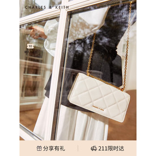 CHARLES & KEITH 油画菱格包包女包CK6-10680924 奶白色