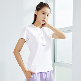361°361运动t恤女2022春季新款常规休闲上衣圆领透气短袖 4XL 本白