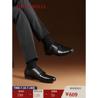 THOM WILLS商务休闲皮鞋男真皮英伦双扣孟克鞋软底僧侣鞋 黑色C231 7.5/41码