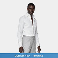 SUITSUPPLY-白色宽展领棉混纺男士特别修身衬衫 35