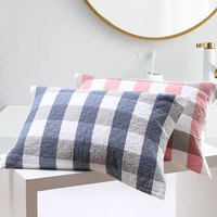 KINGSHORE 金号 纯棉枕巾三层无捻提缎枕头巾双人对枕透气吸汗红+蓝52