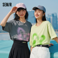 森马 Semir短袖T恤女蝴蝶字母2023春新款宽松个性套头衫109123100001