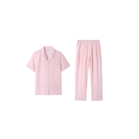 Purcotton 全棉时代 女士纯棉家居服套装 PUT222061 粉底小猫 L