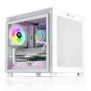 Tt（Thermaltake）钢影小钢炮 雪白 桌面迷你机箱电脑主机（双水冷位/支持MATX/钢化玻璃侧透/支持Type-C）