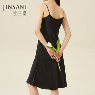 JINSANTA 金三塔 重磅真丝睡裙19姆米桑蚕丝简约小性感吊带睡裙睡衣YSFCC301黑色XL