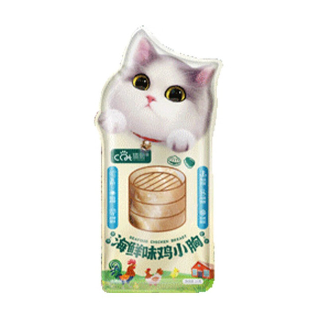 猫厨 CAT KICTEN）猫零食烤鸡胸肉干新鲜营养肉干猫条肉条 鸡胸肉（海鲜味）25g/支