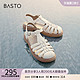 BASTO 百思图 2023夏商场新款复古休闲圆头方跟猪笼鞋女罗马凉鞋VMW01BL3