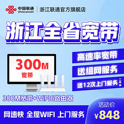 Liantong 联通 浙江全省光纤宽带办理 300M 12个月 新装（已含100调测费）