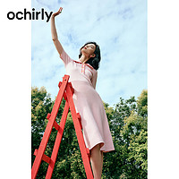 欧时力 小香风polo领针织连衣裙2023新夏收腰小个子 浅粉红160 L