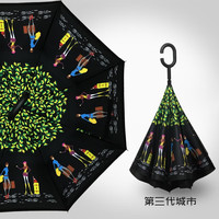木杰 免持双层反向伞站立C型不湿 外翻伞晴雨伞 城市