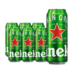 Heineken 喜力 啤酒500ml*6罐装 大罐喜力黄啤酒
