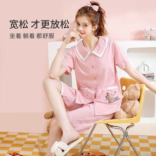FENTENG 芬腾 凉感睡衣女夏季薄款纯棉短袖学生两件套装韩版可爱女士家居服