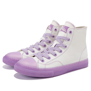 feiyue/飞跃变色鞋高帮帆布鞋女2023春季潮休闲学生百搭透气板鞋 9065白/橙 36 偏大一码选小一码