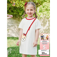 精典泰迪 童装女童连衣裙宝宝中小童儿童公主裙女孩短袖裙子夏装 泰迪小包白色 140