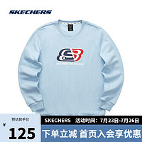 SKECHERS 斯凯奇 2021秋冬男女圆领套头休闲运动百搭加绒卫衣 L321U174 L321U174-01CQ 空气蓝 185/100A/XXL