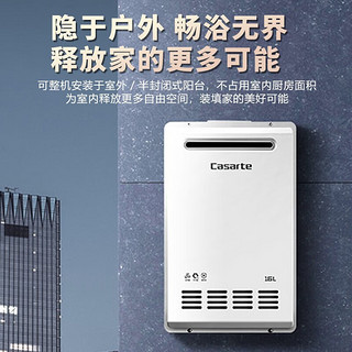 卡萨帝（Casarte）【全免材料费】燃气热水器16升家用室外机 家用恒温水量伺服器 天然气热水器 户外安装无需烟管  户外机防风防雨安装不受限 16