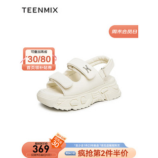 TEENMIX 天美意 2023夏商场同款魔术贴厚底凉鞋简约时尚女凉鞋BH141BL3 米色 36