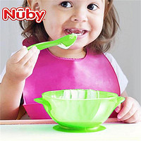 Nuby 努比 宝宝吸盘碗辅食碗儿童喂水喂饭训练碗 外出碗勺套装餐具 粉色